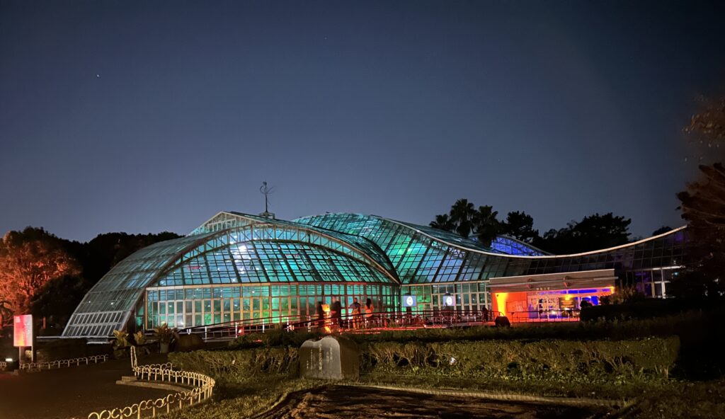 京都府立植物園 温室 ライトアップ 夜景